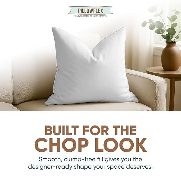 PILLOWFLEX SYNTHETIC DOWN PILLOW INSERT – 28X28 DOWN ALTERNATIVE, ULTRA SOFT LARGE SQUARE EUROPEAN THROW PILLOW, COUCH EURO SHAM, BED – 1 DECORATIVE FORM
