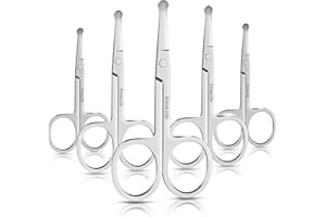 Natzerat 5-Piece Men's Safety Rounded Tip Small Scissors - Professional Stainless Steel Trimming Scissors for Mustache, Nose, Beard, Eyebrows, Eyelashes, and Ear Hair Cutting