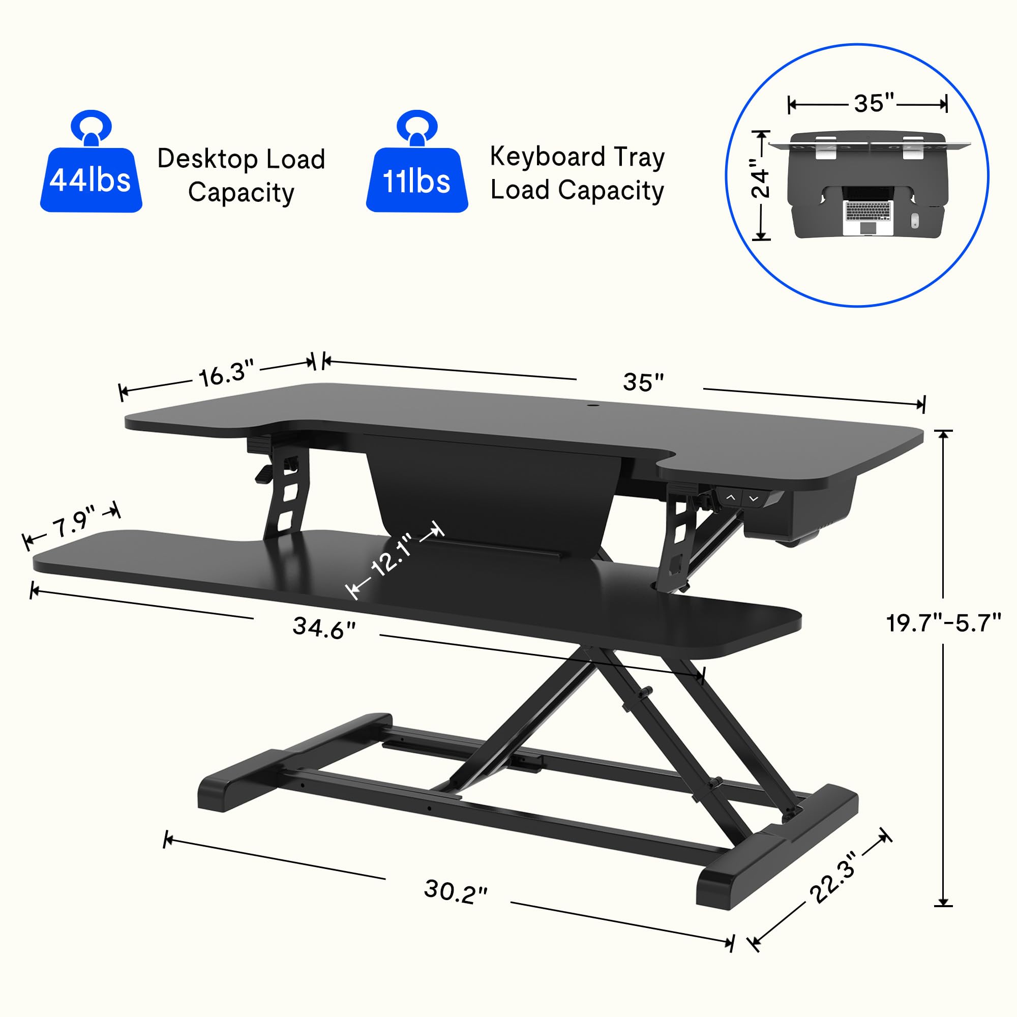 FLEXISPOT Electric Standing Desk Converter 36