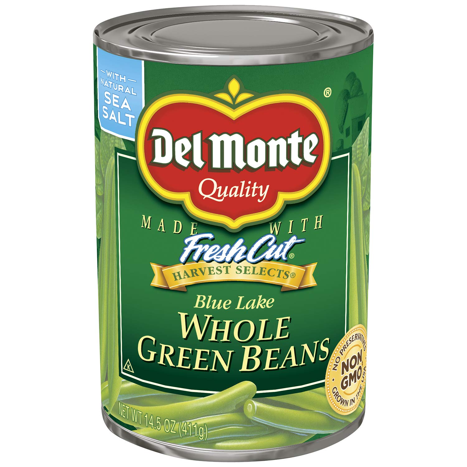 Del Monte Canned Harvest Select Whole Green Beans, 14.5-Ounce