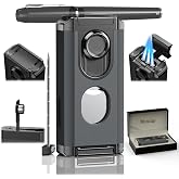 5-in-1 Torch Lighter, with Multi-use Tool, Punch, Draw Enhancer Tool, Holder, Butane Refillable Triple Jet Flame, Multifuncti