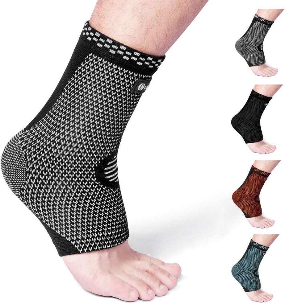 CAMBIVO 2 Pairs Ankle Brace Compression Support Sleeve for Women and Men, Plantar Fasciitis Foot Socks with Arch Support for Injury Recovery, Swelling, Heel Spurs, Achilles Tendonitis: Sports & Outdoors