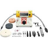 VEVOR Bench Buffer Polisher, 1/2HP Polishing Buffing Machine, 0 to 8000RPM Benchtop Polisher Grinder with 4" Cloth Wheel, 3" Grinding Wheel &amp; 3" Fiber Wheel for Metal, Jewelry, Wood and Plastic
