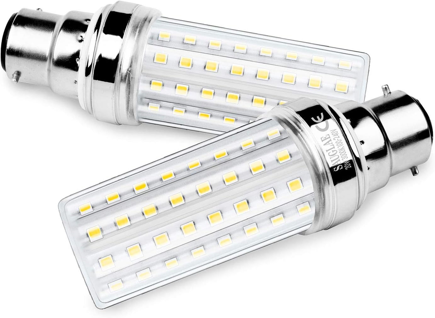 SAUGLAE 20W LED Corn Bulbs, 150W Incandescent Bulbs Equivalent, 3000K Warm White, 2300Lm, B22 Bayonet Cap Light Bulbs, 3-Pack - Image 4