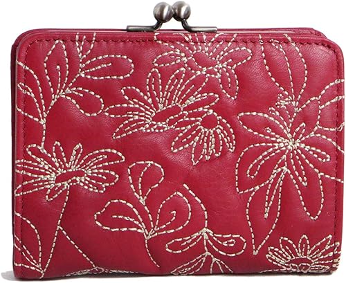 Amazon シビラ 財布 レディース がま口 二つ折り財布 マレッサ 花刺繍 レッド Sybilla シビラ 財布