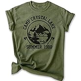 EVERTREE CLOTHING Camp Crystal Lake Shirt, Unisex Women's Men's Shirt, Funny Halloween T-Shirt, Horror Graphic Tee