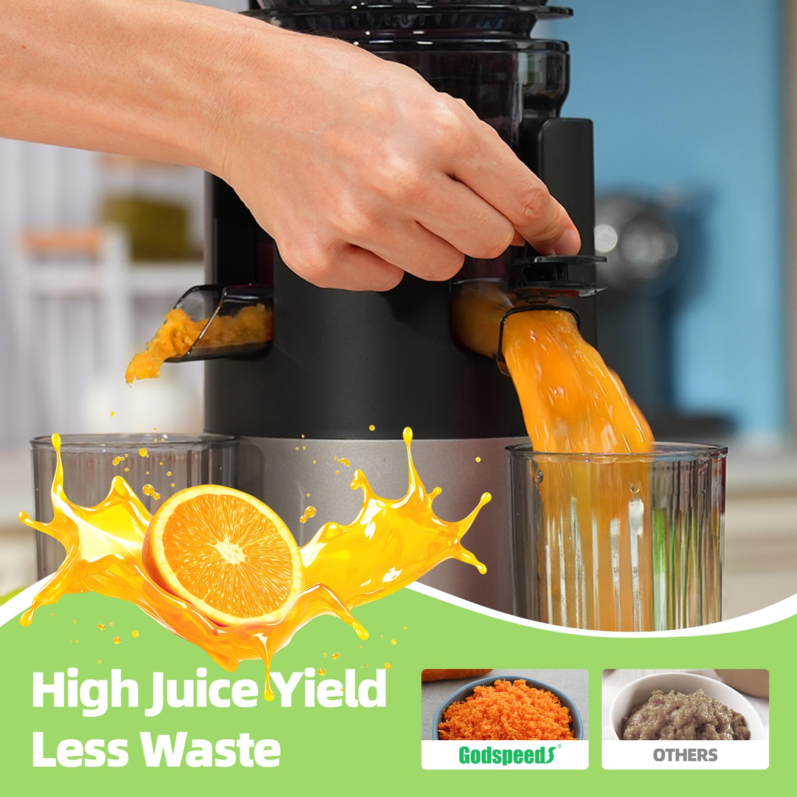 Godspeeds® Cold Press Juicer Machine, Slow Juicer with 5.8