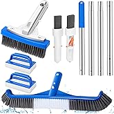 Tioncy 7 Pcs Pool Brushes Kits with 47" Pole, Stainless Steel Brush with Ez-Clip Handle Pumice Stones Pool Tile Cleaning Scrub Brushes for Remove Spa Hot Tub Rust Stain Spot Concrete