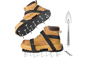 SATISURE Lawn Aerator Shoes, Upgrade 2.2'Heavy Duty Spike Shoes Lawn Aerating with Hook&Loop Straps, Free-Installation Grass Aerator Lawn Tool One Size Fits All Spiked Sandals for Yard Patio Garden Grass