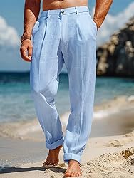 Runcati Mens Casual Pants Elastic Waist Lightweight