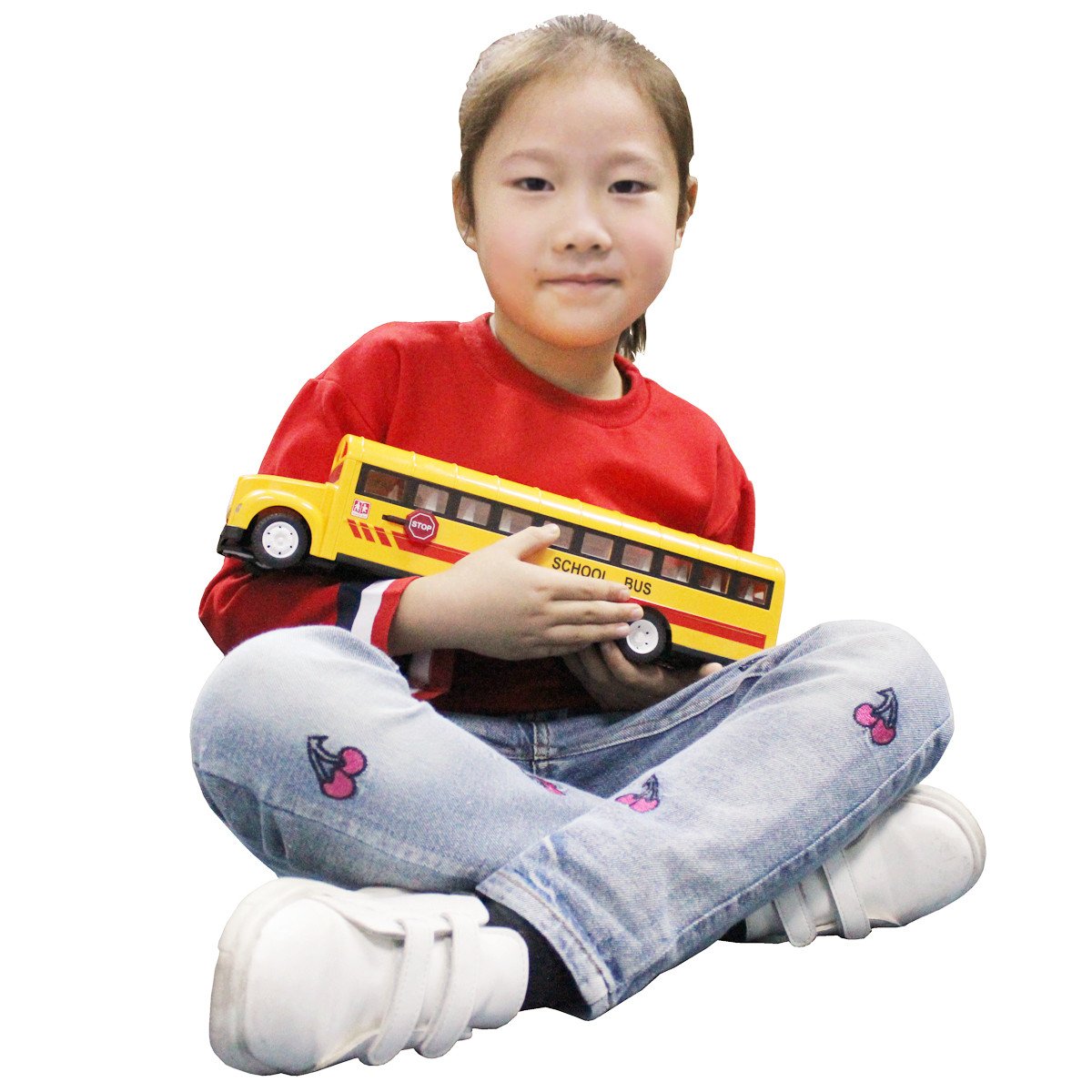 Hugine 2.4G Primary School Bus Yellow RC Bus With Opening Doors And Realistic Sounds 6 Channel Remote Control City Bus Rechargeable Toy For Kids (Yellow)