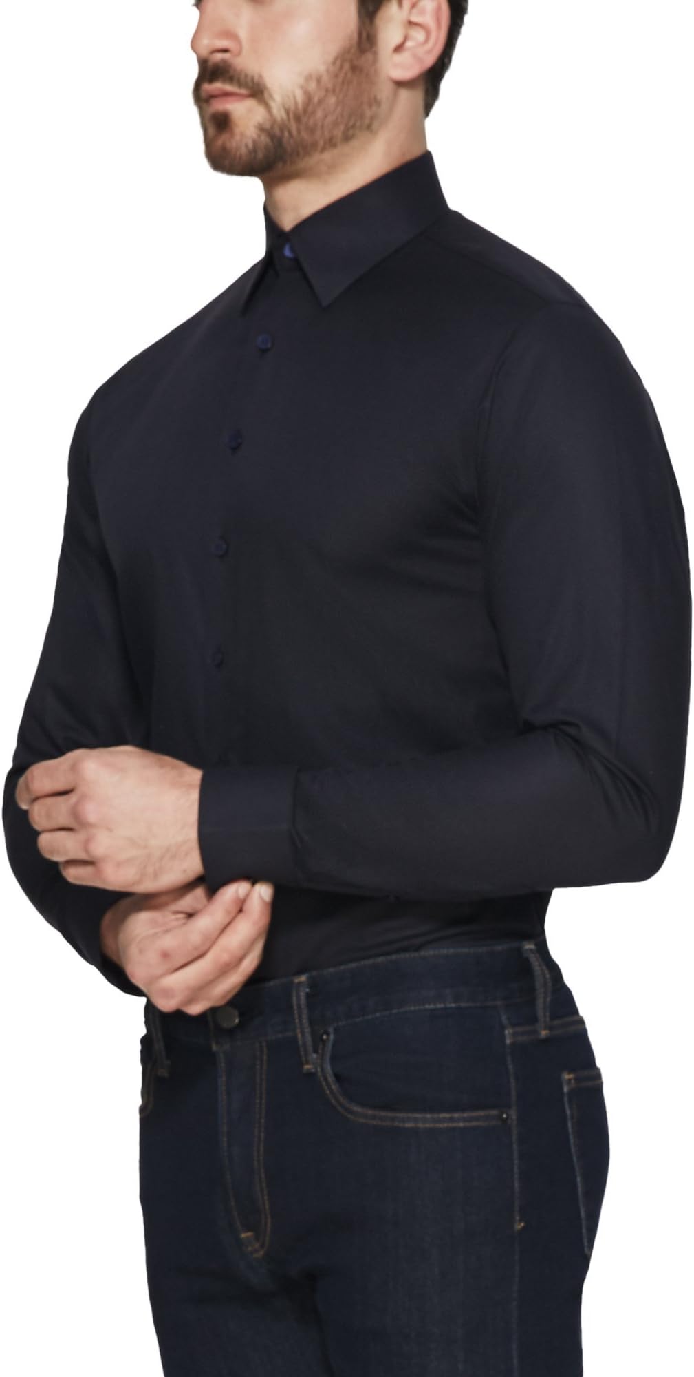 Vardama Men's Black Tech Shirt with Sweat Proof Performance Lexington Tailored Fit