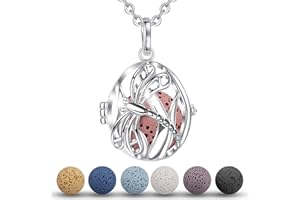 INFUSEU Lava Rock Aromatherapy Necklaces for Women, Essential Oil Diffuser Jewelry Funny Relaxation Gifts for Her, 24 Inch Ch