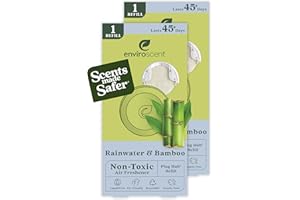 Enviroscent Non-Toxic Air Freshener Refills (Rainwater & Bamboo) Plug-in Air Freshener for Home | Essential Oil Plug In Refills | Home Fragrance Last Over 90 Days | 2 Liquid Less Scent Pod Refills