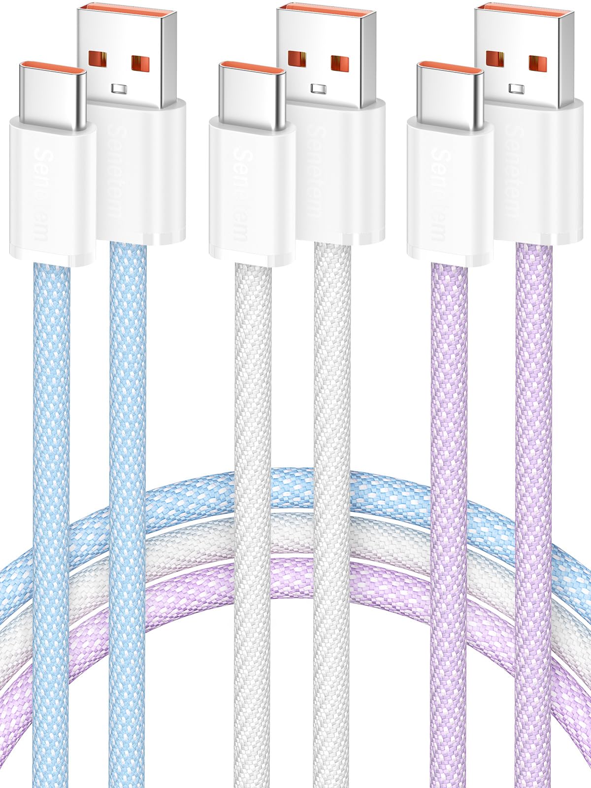 Photo 1 of ***Purple Missing***Senetem USB C Cable 10FT 3-Pack, USB A to USB Type C Long Charger Cord, 3A Fast Charging Compatible with iPhone 15 16 17 Pro, Samsung S24/S23 S22/Note 20/10, Car Play, Apple iPad Android Accessories