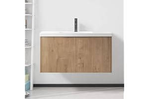 HomSof Freestanding Bathroom Vanity with Resin Basin, 36 Inch, Imitative Oak