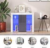 Panana Sideboard Cupboard Unit 4 Glass Shelves Cabinet RGB LED Lighted (Gray) view 5
