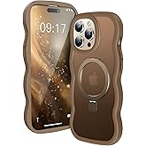 [Cute Wave Frame+Mag Stand] Designed for iPhone 14 Pro Max Case, [Fit for MagSafe] Translucent Silicone Protective Magnetic Ring Phone Cover for iPhone 14 Promax 6.7 inch Men Women, Desert Titanium
