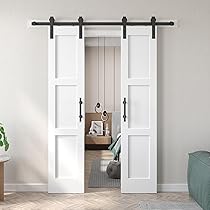 Fredbeck Double 18x84 inch White Barn Door with 6.6FT Barn