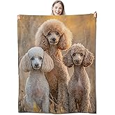 CUEBOS Realistic Poodle Flannel Throw Blanket 50x60 Inch, Elegant Dog in Warm Sunset Light Blankets Soft Cozy Fleece Throws for Pet Lover Bed Sofa Dorm Living Room Puppy Home Decor Gifts