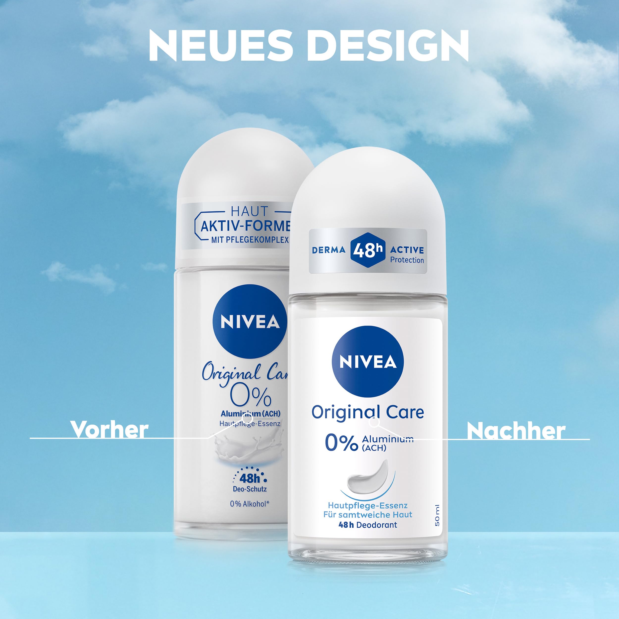 NIVEA Original Care Deo Roll-On, Deoroller ohne Aluminium (ACH) und Ethylalkohol, Deodorant mit Hautpflege-Essenz für 48h Schutz und Pflege (50 ml) 5