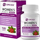 OMOGS Women's Probiotic, with Cranberry Extract, Organic Prebiotics &amp; Vitamin C, 120 Billion CFUs,18 Strains, Help for Boost Immune, Digestive, Gut Health &amp; Women's Health,120 Tablets