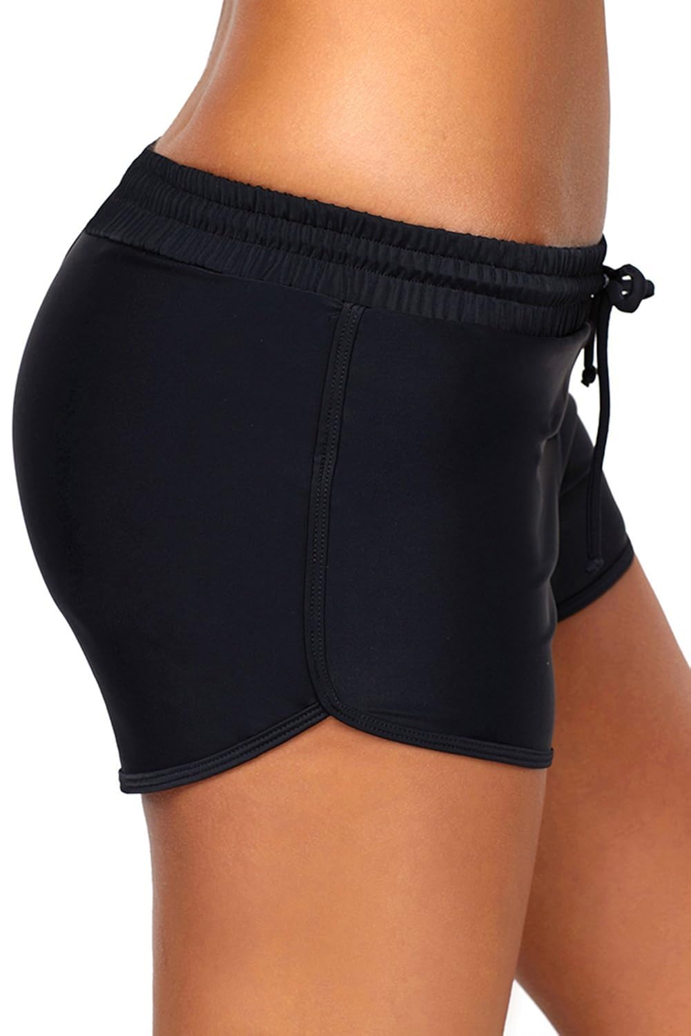 boldgal women's bathing swim waist borad shorts (black)