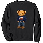Cool American USA Teddy Bear Illustration Graphic Designs Sweatshirt