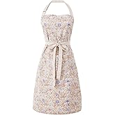 Aoomzoon Kitchen Aprons for Women with 2 Pockets,Double Sided Vintage Adjustable Apron for Gardening Cooking Arting Painting