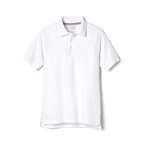 French Toast Unisex Kids Short Sleeve Pique (Standard & Husky) Polo Shirt, White, S