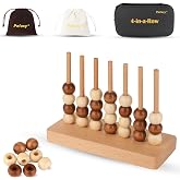 Wooden 4 in a Row Game Strategy Board Game 2 Player Travel Tabletop Classic | Games for 2 Players, Family Tabletop Fun with Storage Bag, Smooth Wooden Pieces for All Ages, Classic Wooden Strategy Game