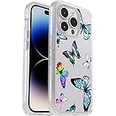 OtterBox iPhone 14 Pro (ONLY) Symmetry Series Case - Y2K Butterfly (Clear/Blue), Ultra-Sleek, Wireless Charging Compatible, Raised Edges Protect Camera & Screen