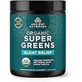 Ancient Nutrition Organic SuperGreens Bloat Relief, Digestive Enzymes, Prebiotic Fiber & Probiotics, Supports Bloat Relief & Digestive Health, 25 Superfoods, 25 Servings
