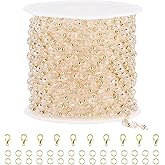 SMYHTGLIF 16.4 Feet Clear Crystal Chain for Jewelry Making Gold Plated Brass Bead Jewelry Making Chains Permanent Jewelry Findings