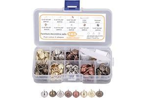Upholstery Tack, 163pcs Antique Upholstery Decorative Tacks Furniture Sofa Thumb Tacks Nails Pins Assortment Kit for Furnitur