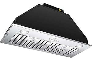 MCBON Range Hood Insert 30 Inch, 600 CFM Range Hood Insert, Vent Hood Insert, Ducted/Ductless Convertible Range Hood Insert, Stainless Steel Range Hood, Black Insert Range Hood 30 Inch, IE71-BLACK-30