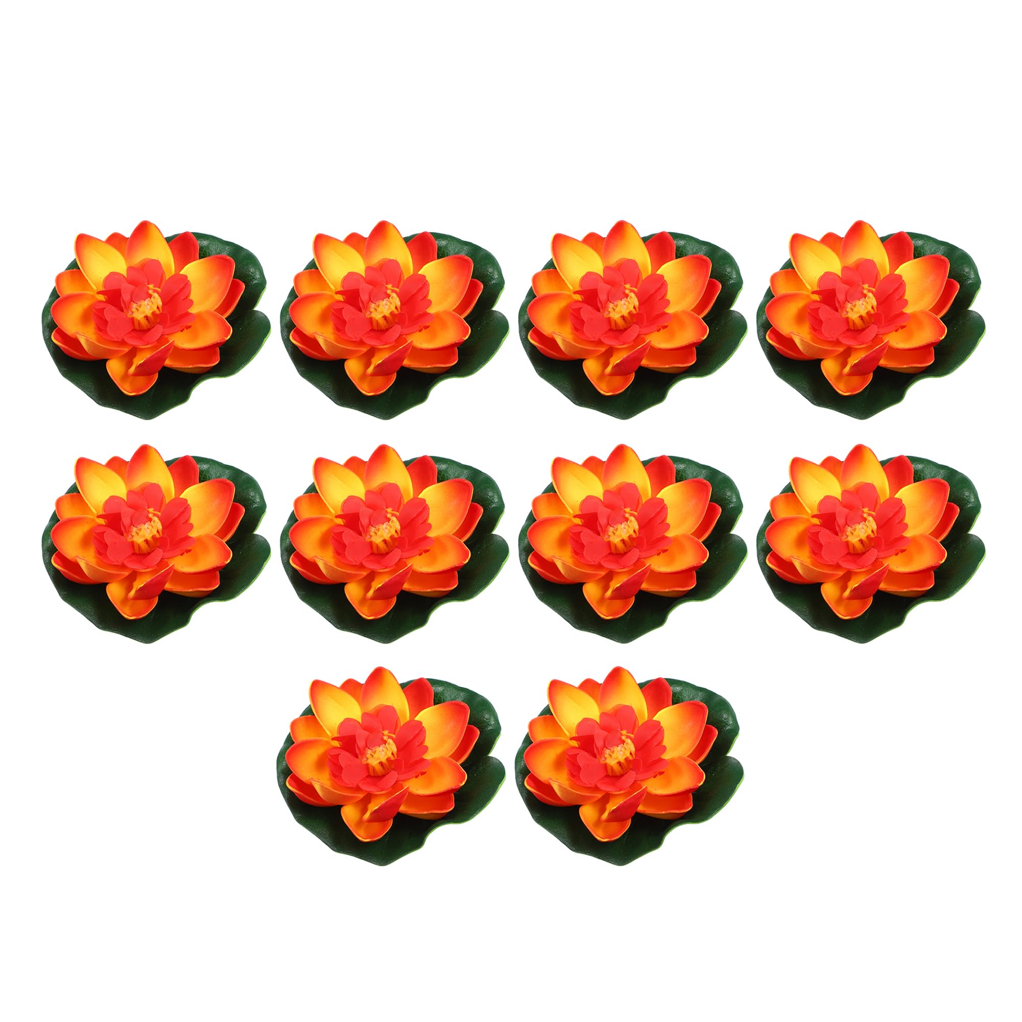 CAPASTEC Artificial Floating Lotus Flower, Artificial Lotus Flower for Garden Ponds Pool Decoration 3.94Inch (Orange) 10pcs