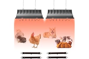 JUSONEY Coop Heater for Chicks, Brooder With 2pcs Heat Lamp (250W and 175W), Adjustable Temp & Height Brooder Box Supplies fo