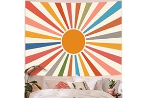 Aipon Vintage Sun Tapestry for Classroom Rainbow Boho 70s Sunshine Sunset Tapestries Wall Hanging Aesthetic Retro Tapestrys for Living Room Dorm (Color, 80'' × 60'')
