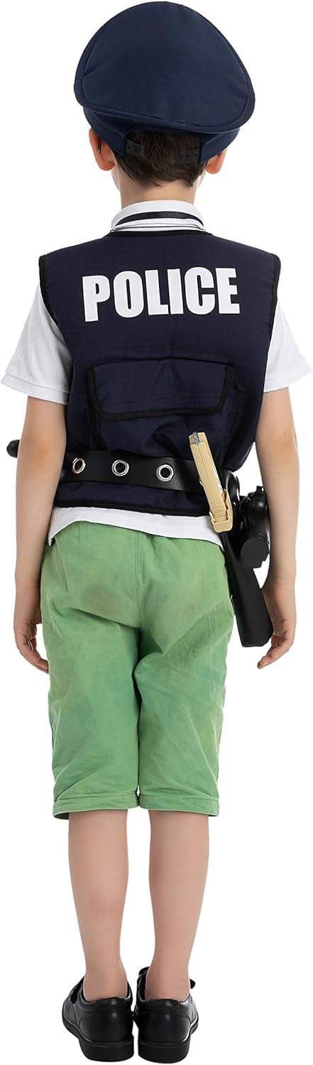 JOYIN 14 Pcs Police Pretend Play Toys Hat and Uniform Outfit for Halloween Dress Up Party, Police Officer Costume, Role-Playing: Toys & Games