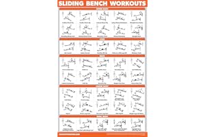 QuickFit Sliding Bench Workout Poster - Compatible with Total Gym, Weider Ultimate Body Works - Incline Bench Exercise Chart