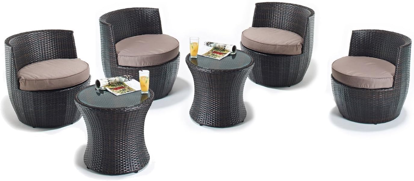 Rattan Garden Furniture Set With 4 Chairs And 2 Tables Fully Assembled Amazon Co Uk Garden Outdoors