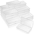 24 Packs Small Clear Plastic Beads Storage Containers Box with Hinged Lid for Storage of Small Items, Crafts, Jewelry, Hardware (4.8 x 2.44 x 0.9 Inches)