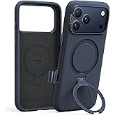 TORRAS Q3 Silicone 360 Spin for iPhone 17 Pro Case with Stand, Fit for MagSafe, Magnetic Ring Kickstand with Camera Control, Liquid Silicone Rubber Soft Phone Case for iPhone 17 Pro 6.3'', Deep Blue