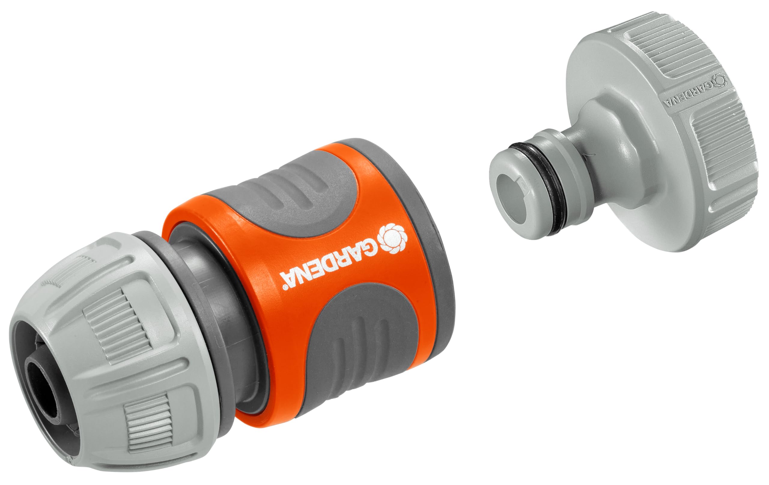 Gardena Pump Connection Set: Hose Coupling for Quick Connection of 13 mm (1/2 Inch) - Hoses to Pumps with 33.3 mm (G 1 Inch) - External Thread (1752-20), Grey/Orange