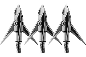 Ramcat Crossbow Broadheads | 3 Pack | 100 Grain Screw-In Cross Bow Hydroschok-X Pivoting Broadhead, Cross Bow Arrow Heads, Bow Hunting Accessories, 0.032”, Stainless Steel, Silver, Model: RAM100CB
