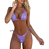MOSHENGQI Women Sexy Brazilian Bikini 2 Piece Spaghetti Strap Top Thong Swimsuit Bathing Suit