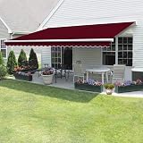 Panana Manual Retractable Awning 3.5x2.5m Green White DIY Wind Resistant