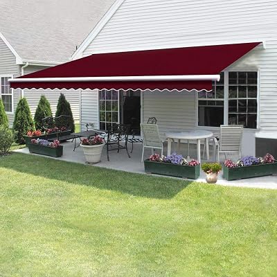 Panana Manual Retractable Awning 3.5x2.5m Green White DIY Wind Resistant