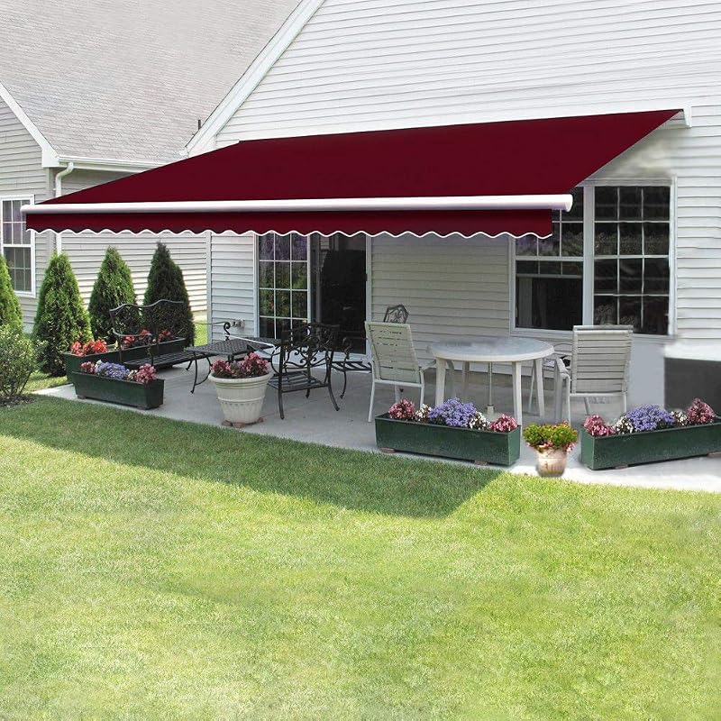Panana Manual Retractable Awning 3.5x2.5m Green White DIY Wind Resistant